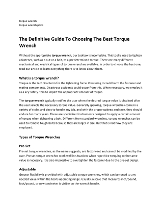 The Definitive Guide To Choosing The Best Torque Wrench
