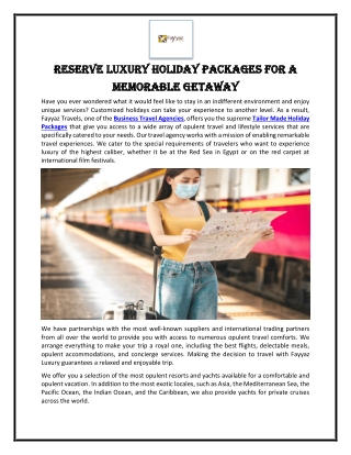 Reserve Luxury Holiday Packages for a Memorable Getaway