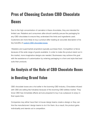 Pros of Choosing Custom CBD Chocolate Boxes