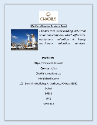 Machinery Valuation Services in Dubai