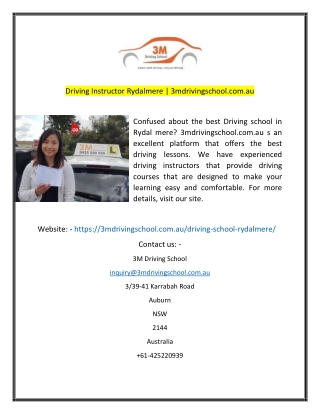 Driving Instructor Rydalmere 3mdrivingschoolcomau