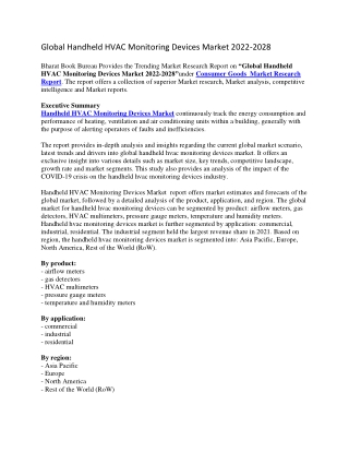 Global Handheld HVAC Monitoring Devices Market 2022-2028