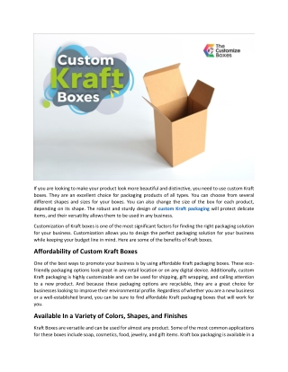 How Custom Kraft Boxes Can Make Your Product Top Selling Item?