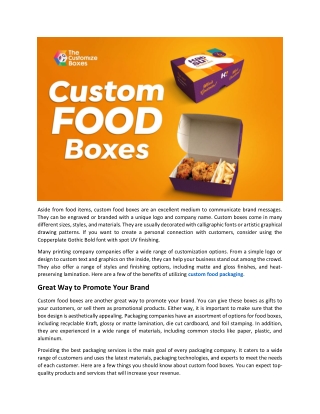 How Beneficial Are Custom Food Boxes For A Food Business?