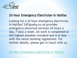 24 Hour Emergency Electrician In Halifax  247sparky.co.uk