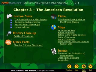 Chapter 3 – The American Revolution