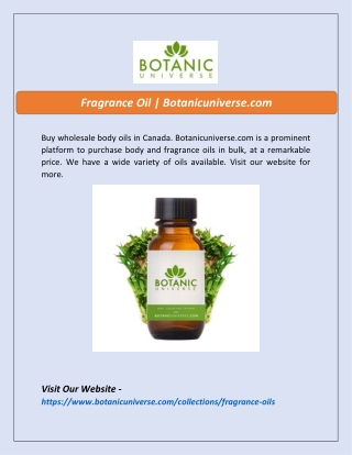 Fragrance Oil  Botanicuniverse.com