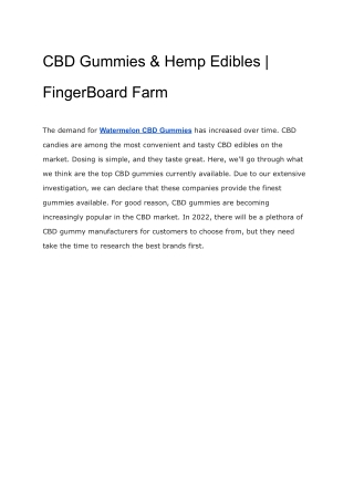 CBD Gummies & Hemp Edibles | FingerBoard Farm