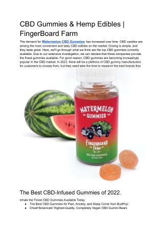 CBD Gummies & Hemp Edibles | FingerBoard Farm