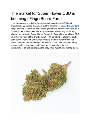 The market for Super Flower CBD is booming | FingerBoard Farm