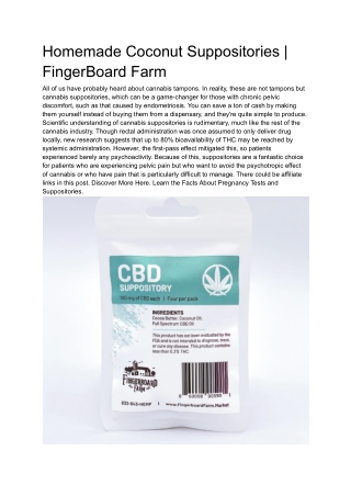 Homemade Coconut Suppositories | FingerBoard Farm
