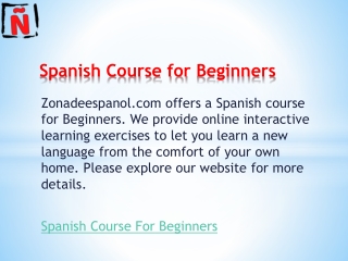 Spanish Course for Beginners  Zonadeespanol.com