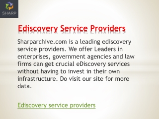 Ediscovery Service Providers  Sharparchive.com