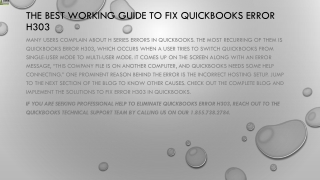 All the possible methods to troubleshoot QuickBooks Error H303