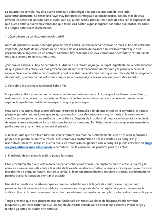 MANERAS SENCILLAS DE ABRIR UNA CERRADURA SIN LLAVES