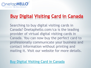 Buy Digital Visiting Card in Canada  Onetaphello.com ca