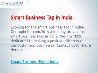 Smart Business Tag in India  Onetaphello.com in