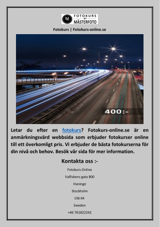 Fotokurs | Fotokurs-online.se