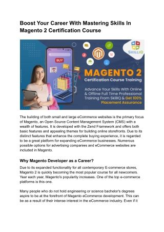 Magento 2 Certification Course with 100% Job Placement