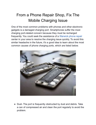 From a Phone Repair Shop, Fix The Mobile Charging Issue