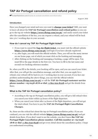 TAP Air Portugal cancellation and refund policy