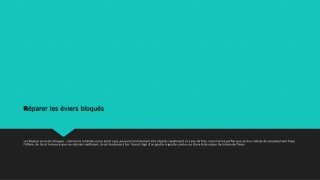 Réparer les éviers bloqués