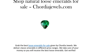 Shop natural loose emeralds for sale – Chordiajewels