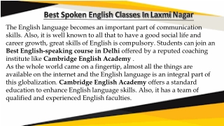 Best Spoken English Classes In Laxmi Nagar