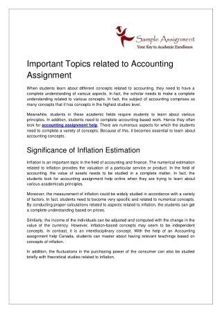 Important Topics related to Accounting Assignment