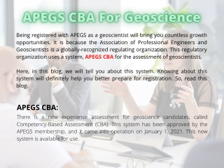 APEGS CBA For Geoscience