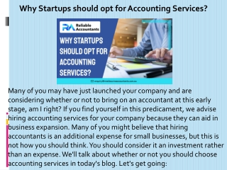 Why Startups should opt for Accounting Services