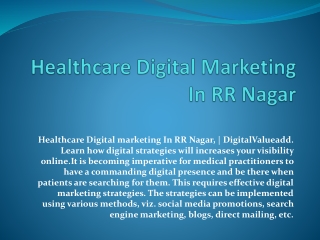 Healthcare Digital Marketing In RR Nagar