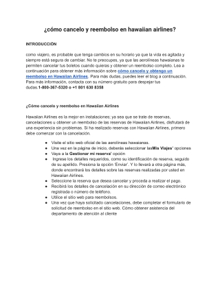 ¿cómo cancelo y reembolso en hawaiian airlines?