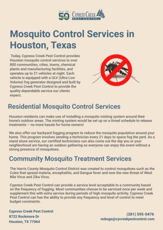 Mosquito Control Services in Houston, Texas