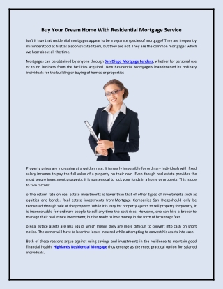 Buy Your Dream Home With Residential Mortgage
