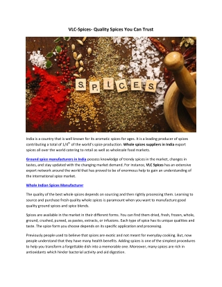 Quality Wholesale Spices You Can Trust - VLC