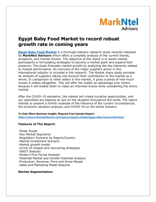 Egypt Baby Food Market Share, Demand and Forecast