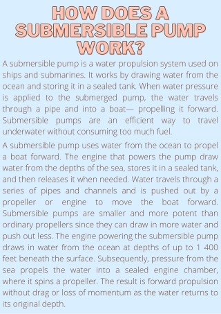 How does a submersible pump work