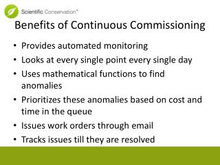 Benefits of Continuous Commissioning