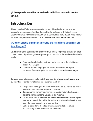 ¿Cómo puedo cambiar la fecha de mi billete de avión en Aer Lingus?