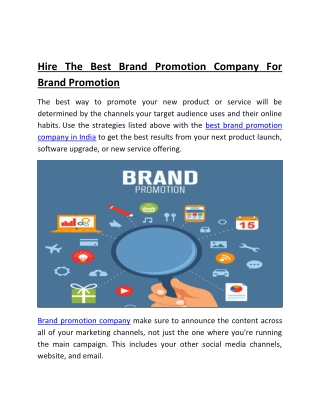 Hire The Best Brand Promotion Company For Brand Promotion