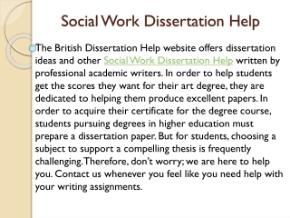 Social Work Dissertation Help