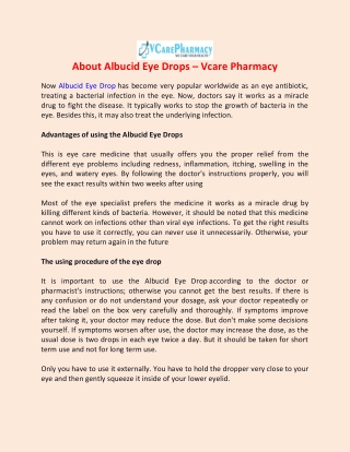 About Albucid Eye Drops - Vcare Pharmacy