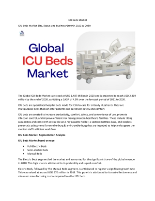 ICU Beds Market Objectives of the Study Includes Research Methodology and Assump