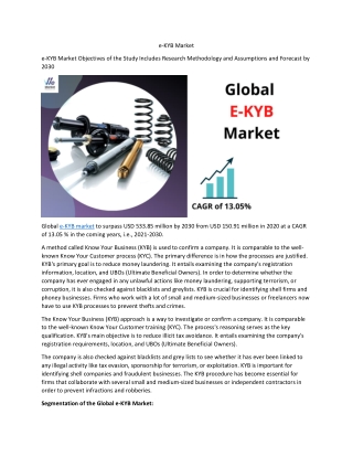 e-KYB Market Size, Share & Trends, Industry Analysis Report from 2022 to 2030
