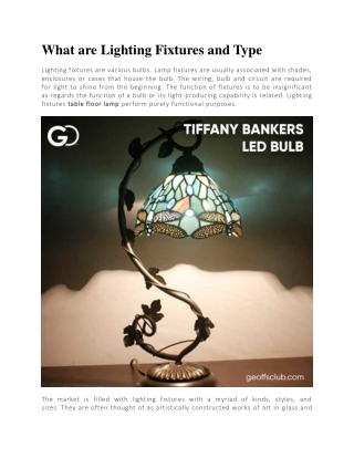 What are Lighting Fixtures and Type