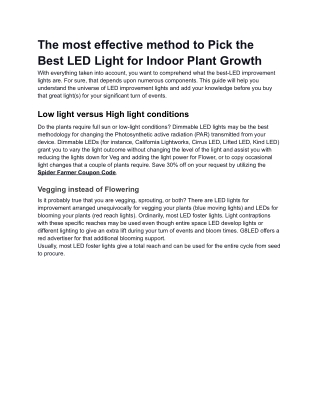 The most effective method to Pick the Best LED Light for Indoor Plant Growth