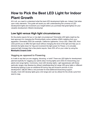 How to Pick the Best LED Light for Indoor Plant Growth