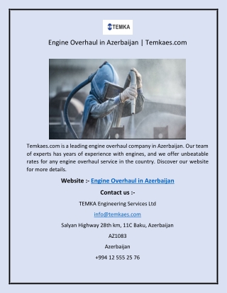 Engine Overhaul in Azerbaijan  Temkaes