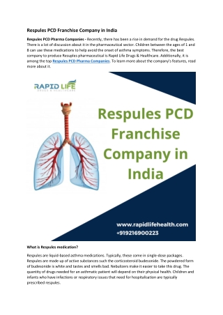 Respules PCD Franchise Company in India